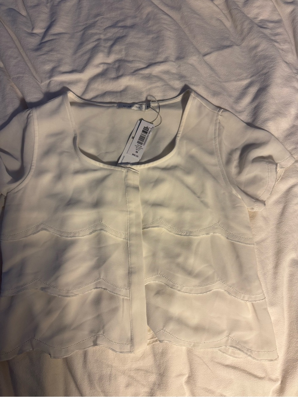 MINKPINK Cream Layered Short-Sleeve Blouse